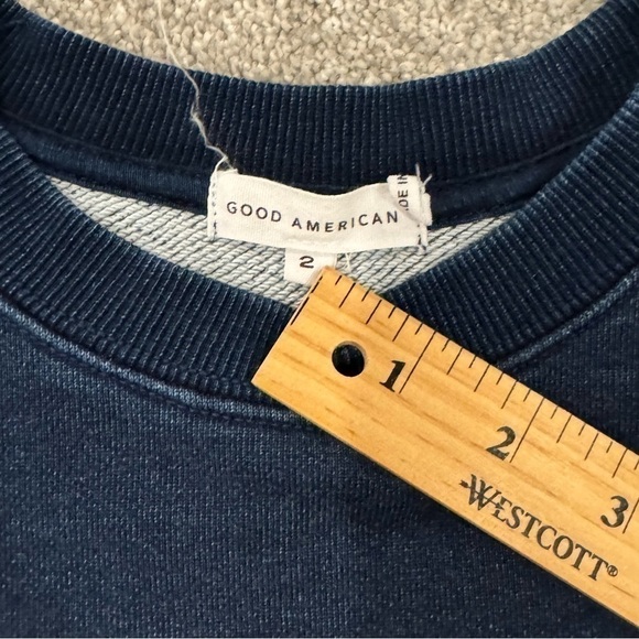 Good American Cropped Navvy Cotton Crewneck Sweatshirt Size Medium, Like New EUC - Picture 5 of 7